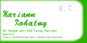 mariann kohalmy business card